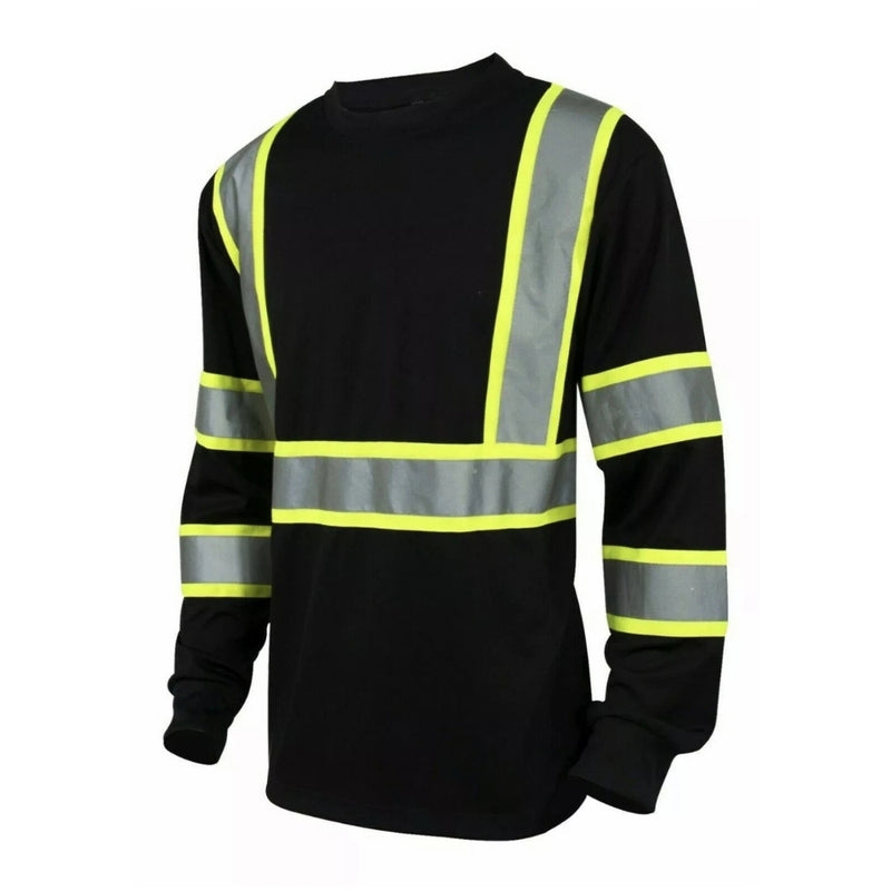 Work Force Men's Black Reflective Long Sleeve Safety T-Shirt