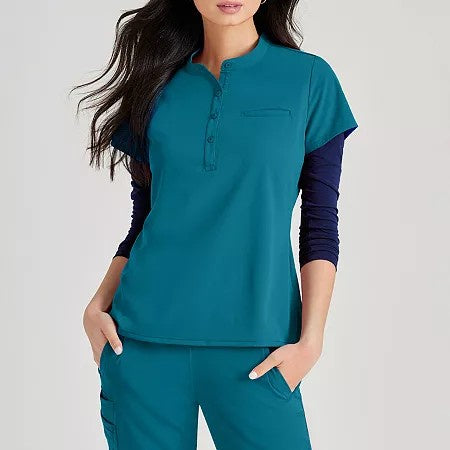 Barco Unify Women's 1-Pocket Button Collar Tuck-In Scrub Top