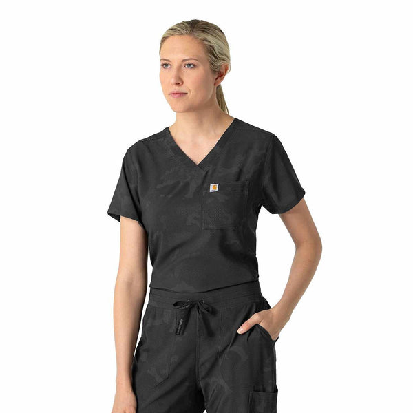 Carhartt Cross-Flex Women's Tuck-In Print Scrub Top #C13024CCBKCCF