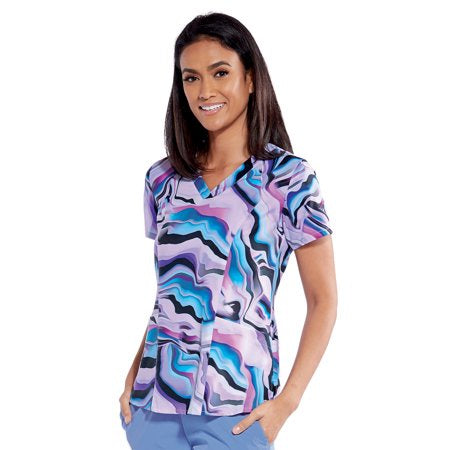 Barco One Women's Daydreams 4-Pocket V-Neck Princess Scrub Top