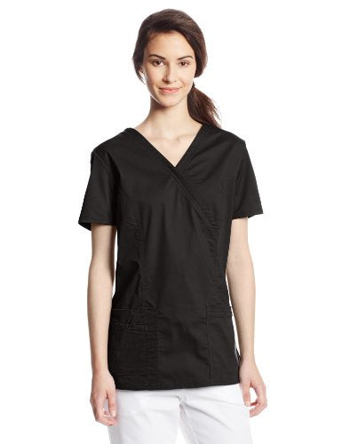 Cherokee Workwear Stretch Mock Wrap Top