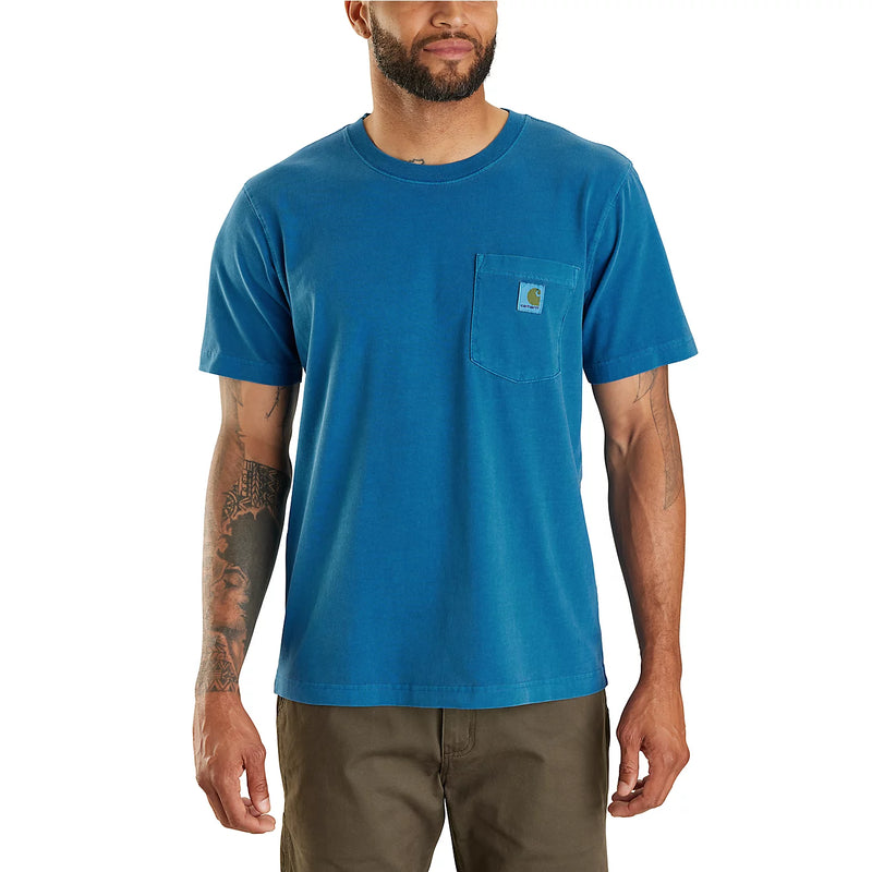 Carhartt Men's Cotton Re-Engineered Relaxed Fit Lightweight Short-Sleeve Garment Dyed Pocket T-Shirt | Deep Lagoon