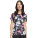 Infinity Women's Painted Petals Round Neck Print Scrub Top