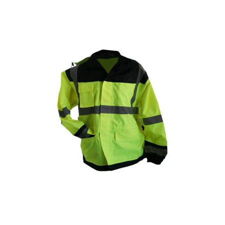 WORK FORCE HI VIS CLASS 3 BLACK BOTTOM RAIN JACKET #2324J