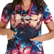 Barco One Women's Tropical Scents Print V-Neck Scrub Top