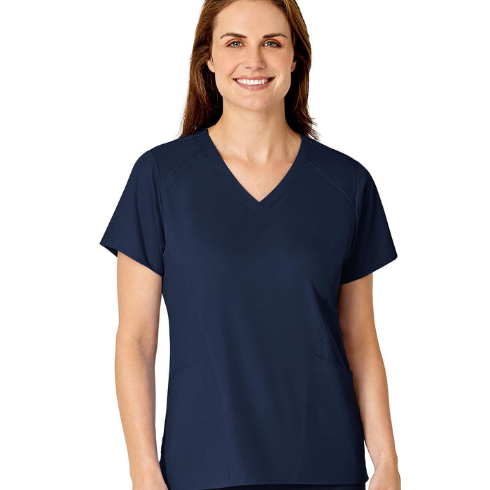 WonderWink PRO Women's 4-Pocket V-Neck Scrub Top - Navy