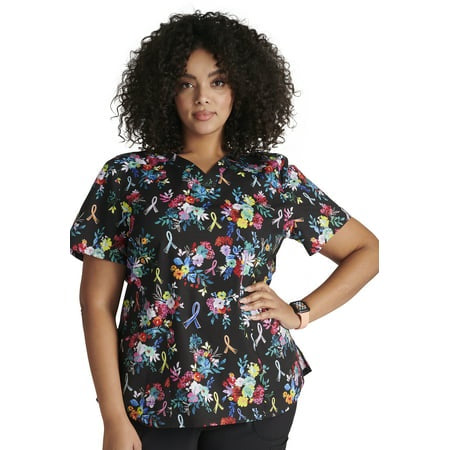 Cherokee Women's Hopeful Bouquets Print V-Neck Print Top #CK652HPBQCHE