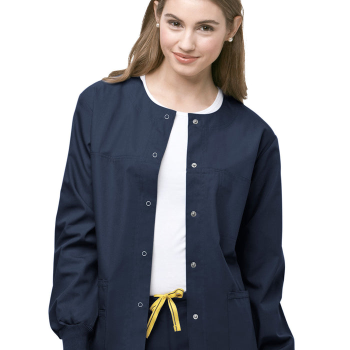 WonderWink Origins Unisex Delta Round Neck Scrub Jacket - Navy