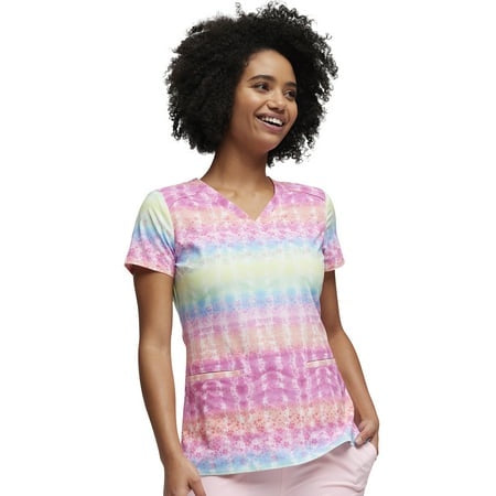 HeartSoul Women's Tie Dye Vibes V-Neck Scrub Top