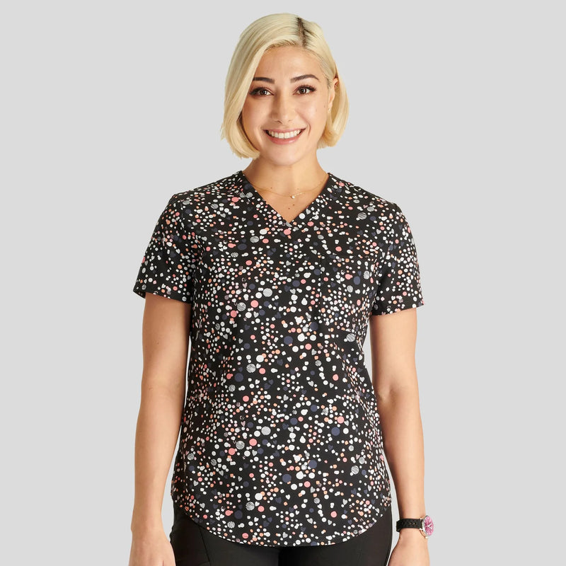 Cherokee Women's V-Neck Tuckable Print Scrub Top