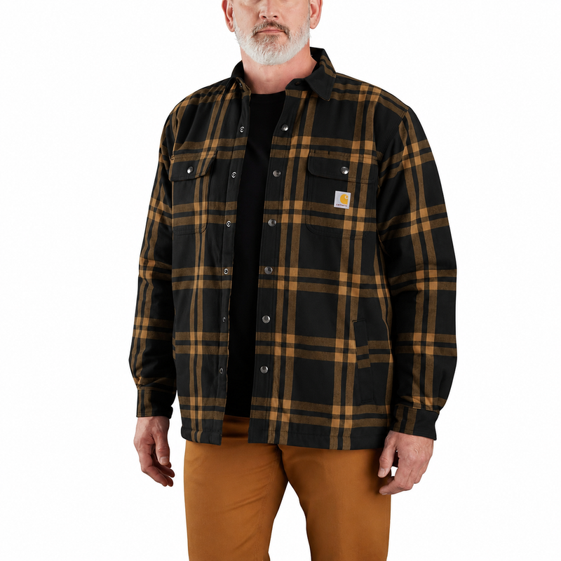 Carhartt Relaxed Fit Flannel Sherpa Lined Shirt Jac Black XL