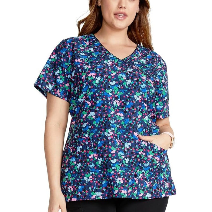 Cherokee Women's Mock Wrap Print Scrub Top