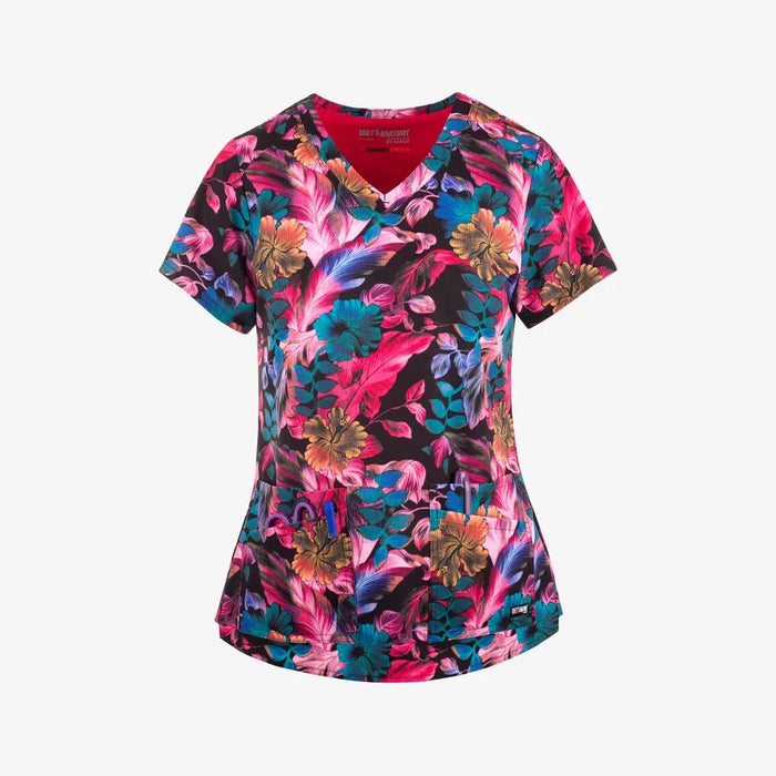 Grey's Anatomy Women's 4-Pocket V-Neck Angled Top