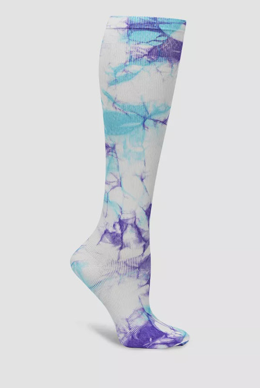 Nursemates Women's Lilac/ Aqua Tie Dye Print Compression Sock #NA0015099NUR