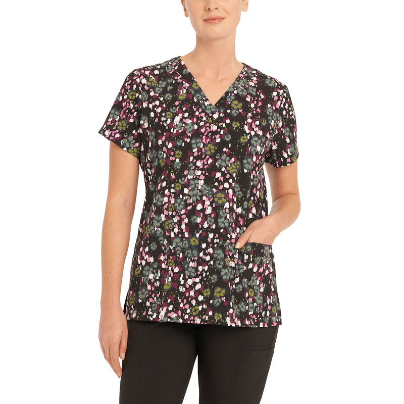 WHITE CROSS V-NECK PRINT TOP #618WHI