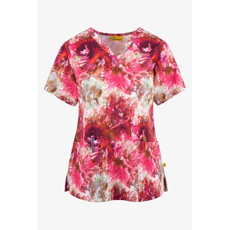 WonderWink Women's Fitted V-Neck Print Top Phoenix #6657PHNXWWK