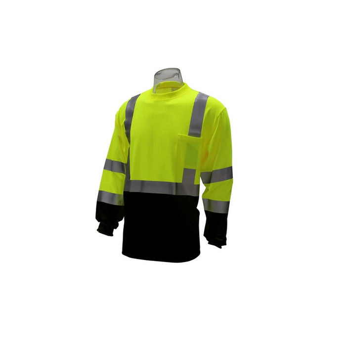 Work Force Hi-Vis Long Sleeve Class 3 Black Bottom Tee