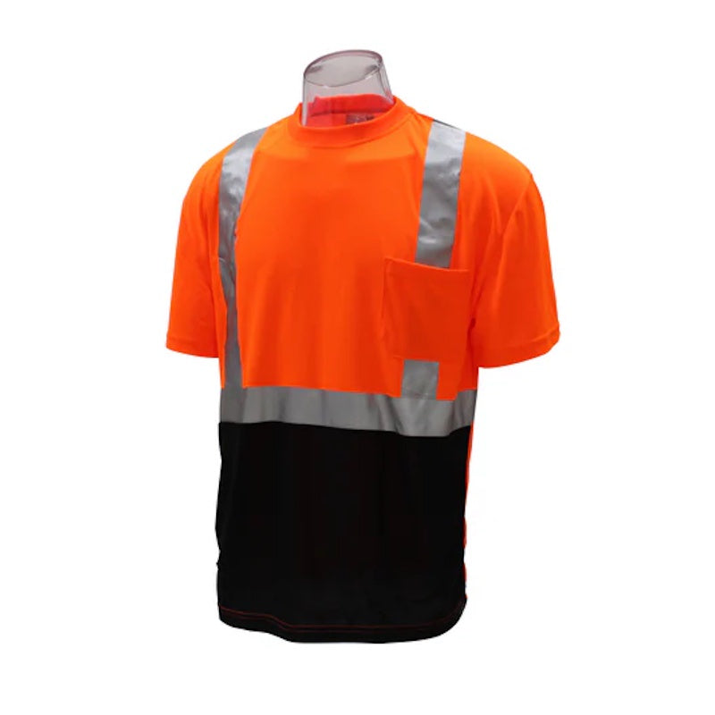 Work Force Men's Hi-Vis Short Sleeve Class 2 Black Bottom T-Shirt