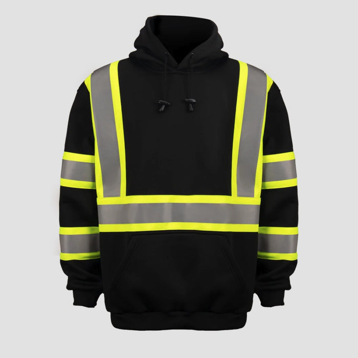 Work Force Men's Black Reflective Pullover Safety Sweatshirt