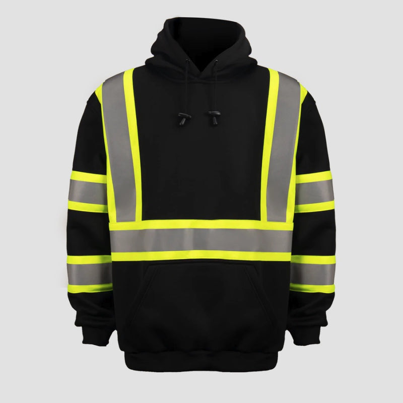 Work Force Men's Black Reflective Pullover Safety Sweatshirt