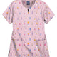 Zoe & Chloe Performance Notch Neck Print Scrub Top #Z16213